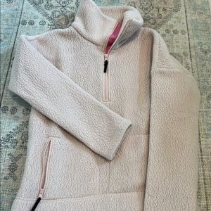 JCrew pink Sherpa 1/4 zip